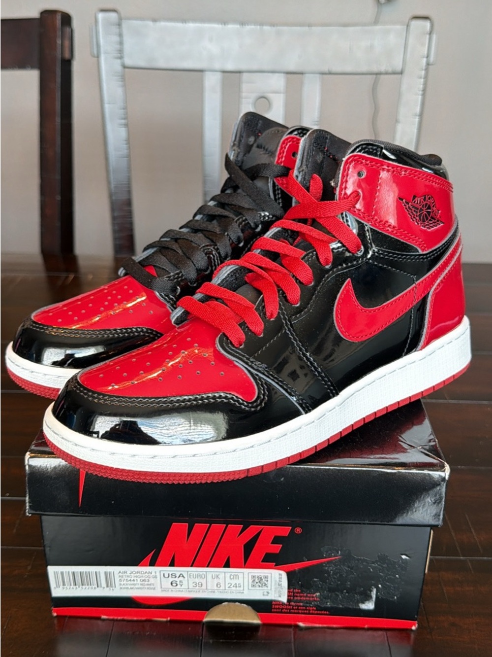 Nike Air Jordan 1 Retro High Patent Black and Red